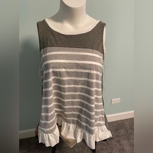 Umgee stripped and ruffle tank top. size L NWT
